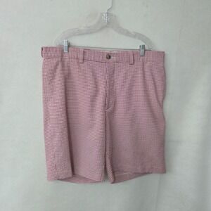Oak Hill Gingham Shorts Mens 42‎ Red White Check Flat Front Casual Preppy Golf
